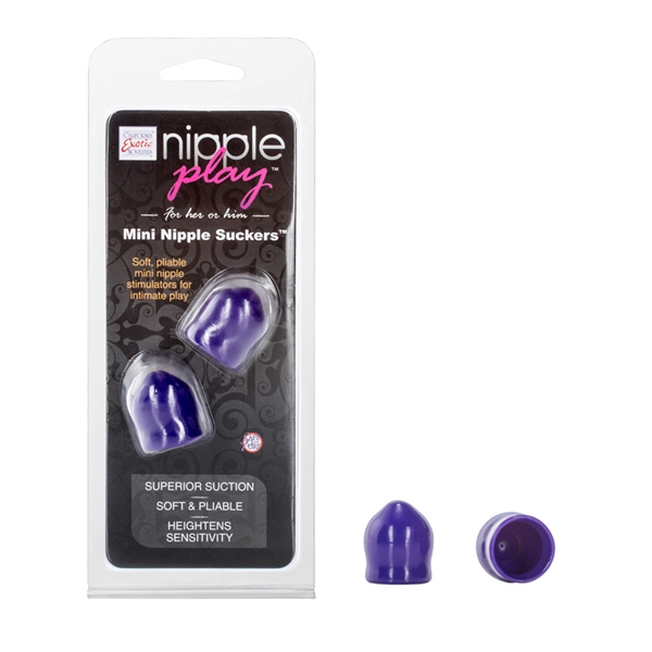 Nipple Play Mini Nipple Suckers Purple from California Exotic Novelties. Indulge in exotic stimulation fun with the discreet Nipple Play Mini Nipple Suckers. The small and perfectly formed squeezable nipple suckers are perfect for erotic and sensual play.