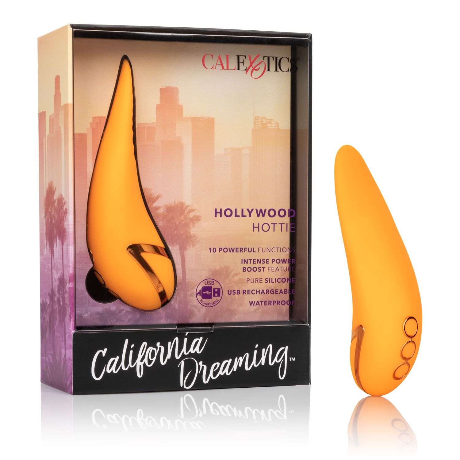 Indulge in wave after wave of pleasure as the California Dreaming Hollywood Hottie massager flickers against your most sensual sweet spots. The 10 intense vibration functions