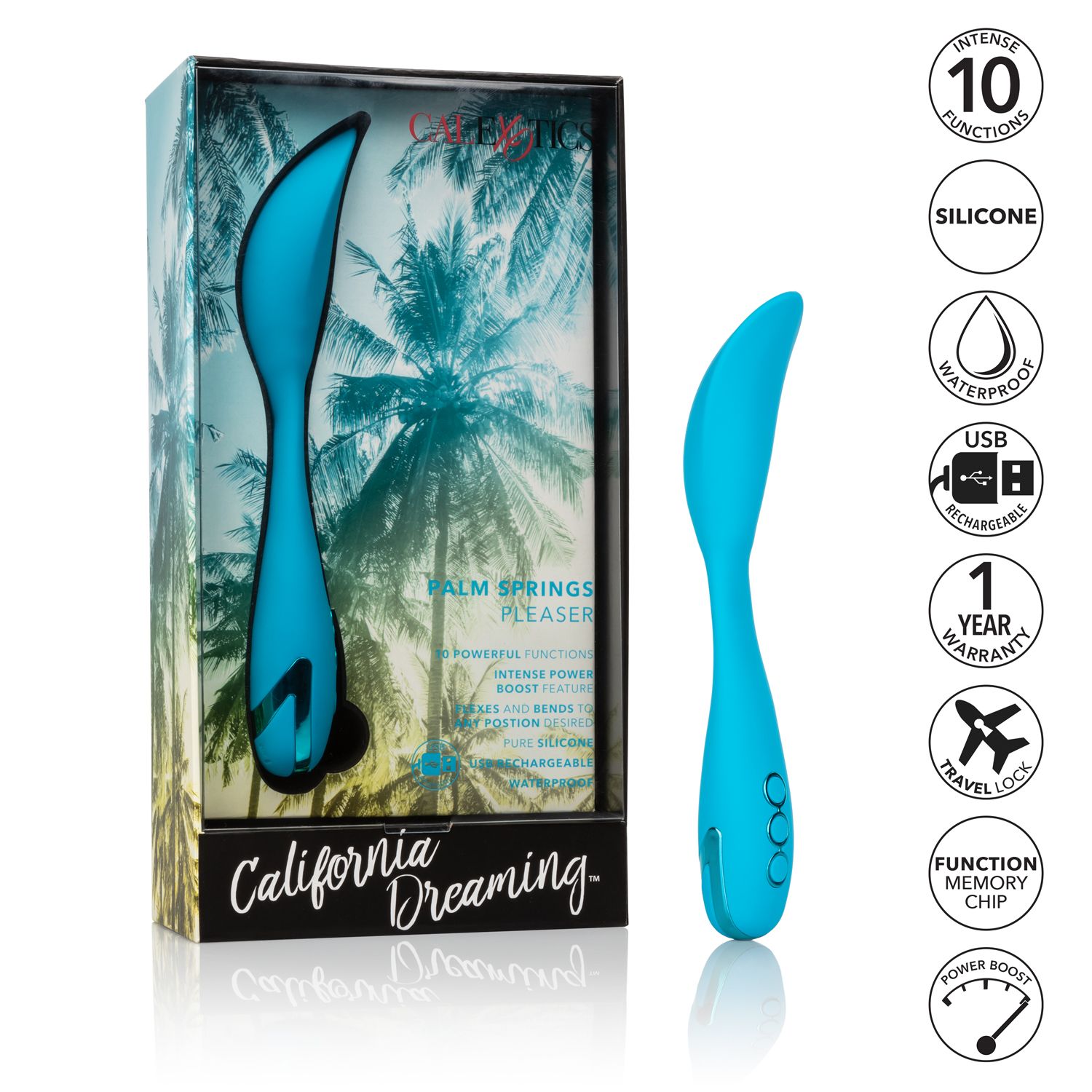 California Dreaming Palm Springs Pleaser Indulge in waves of pleasure as the California Dreaming Palm Springs Pleaser moves you in all the right ways. The intimately contoured vibe is as thrilling as it is versatile with a flexible body