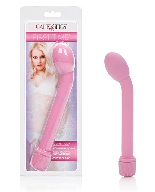 First Time G Spot Tulip Vibe Pink Pleasure Toys Hard Vibrator from California Exotic Novelties. Velvety soft pleasure products designed for first time or experienced users. The velvety soft First Time Power G is a stylish pleasure tool that is designed to