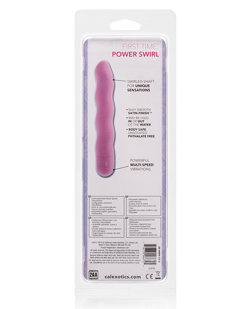 First Time Power Swirl Pink Pleasure Toys Hard Vibrator. First Time velvety soft pleasure products designed for First Time or experienced users. The seductive swirly feminine shape of the First Time Power Swirl Vibrator makes this an excellent choice if y
