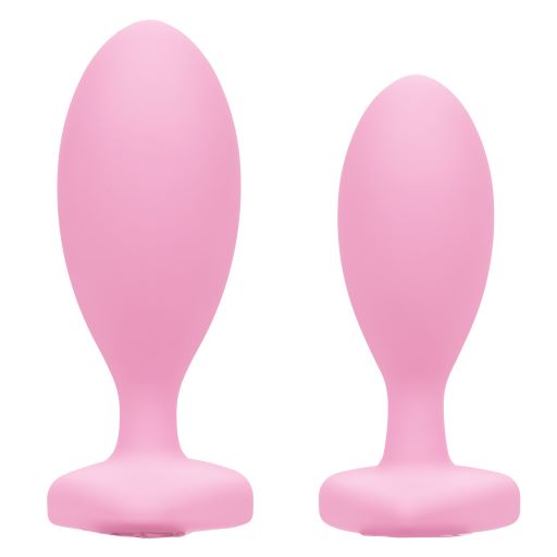 First Time Love Crystal Booty Duo Pink from California Exotic Novelties. Indulge your naughtiest fantasies and open yourself up to thrilling back door play with the First Time Crystal Booty Duo. This play ready kit includes 2 graduated anal plugs with daz