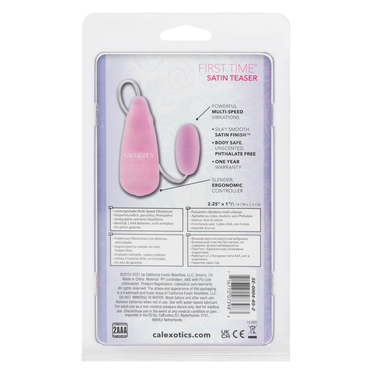 First Time Satin Teaser Pink Vibrating Bullet from California Exotic Novelties. Take your intimate pleasure to new levels with the First Time Satin Teaser. The power packed