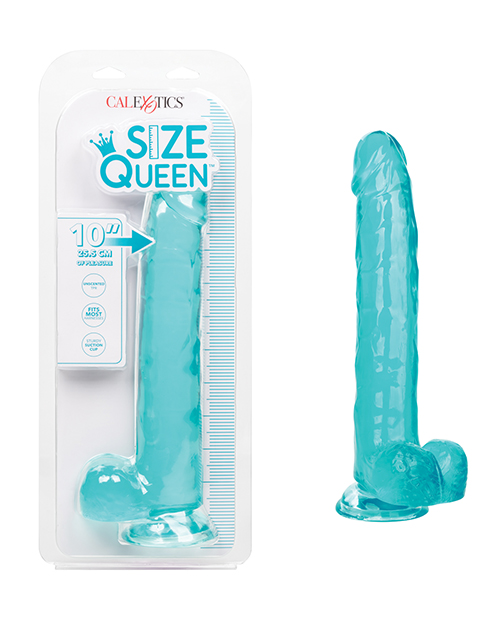 Size Queen 10 inches Blue Realistic Dildo from California Exotic Novelties. For the Size Queen inside all of us