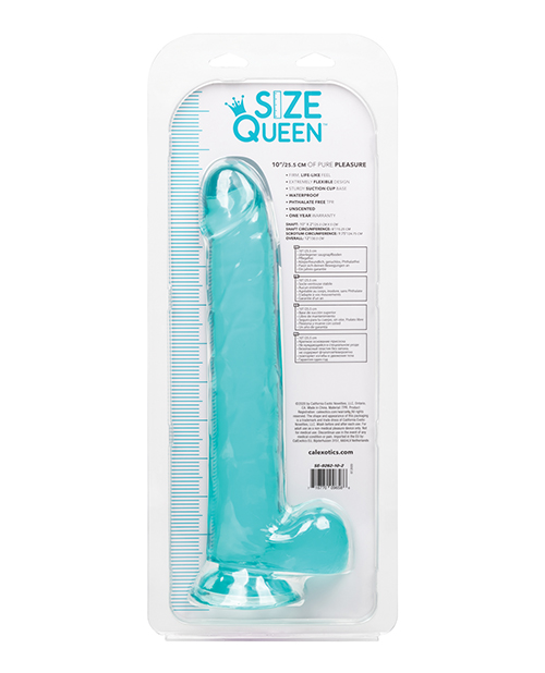 Size Queen 10 inches Blue Realistic Dildo from California Exotic Novelties. For the Size Queen inside all of us
