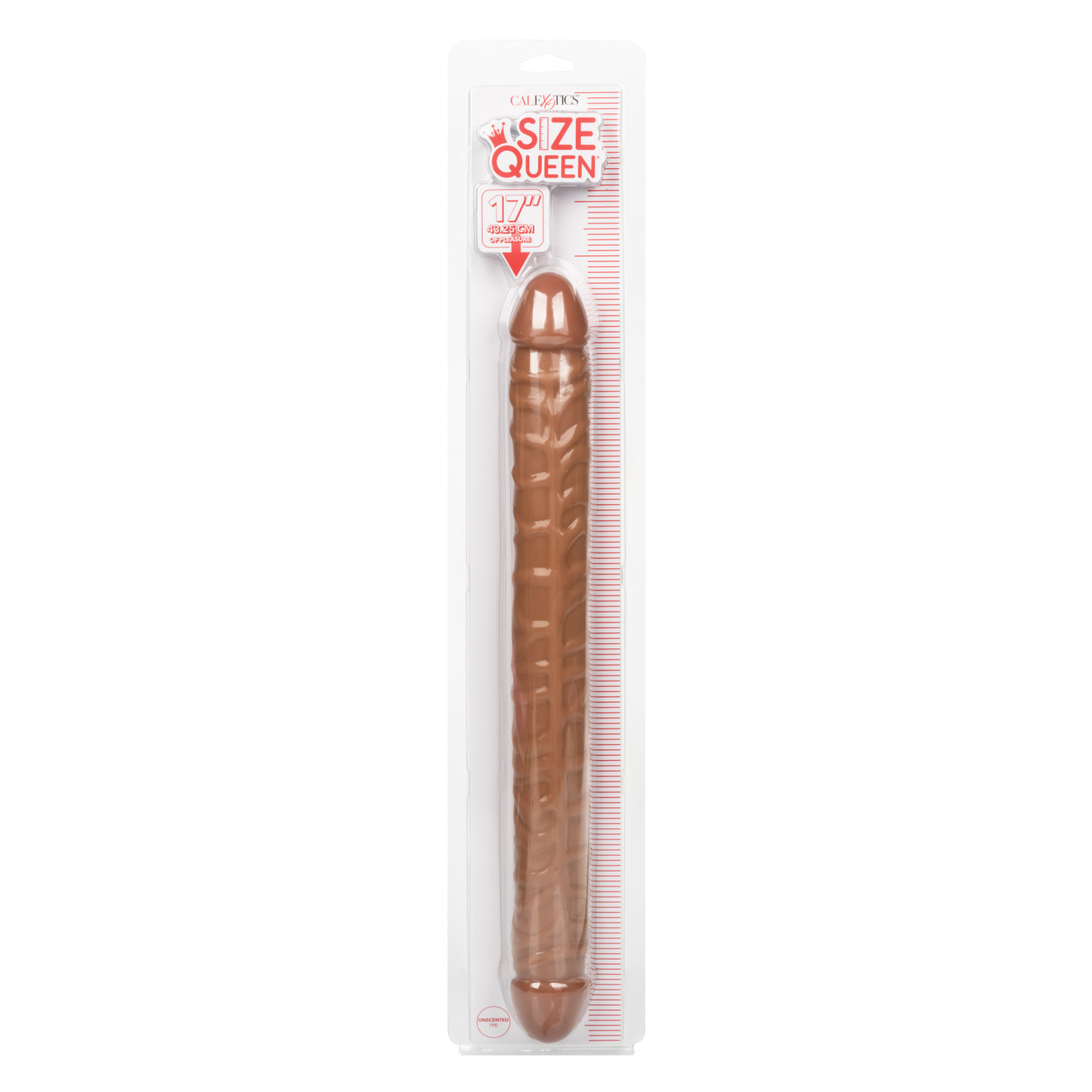 Size Queen 17 inches Brown Extra Long Dildo from California Exotic Novelties. Indulge in your naughtiest fantasies and give yourself over to double penetrating pleasure with the powerful Size Queen 17 inches dong. The daring double ended dong has a 17 inc