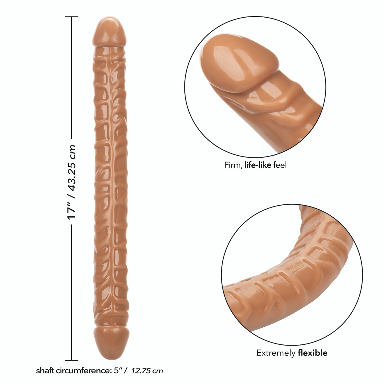 Size Queen 17 inches Brown Extra Long Dildo from California Exotic Novelties. Indulge in your naughtiest fantasies and give yourself over to double penetrating pleasure with the powerful Size Queen 17 inches dong. The daring double ended dong has a 17 inc