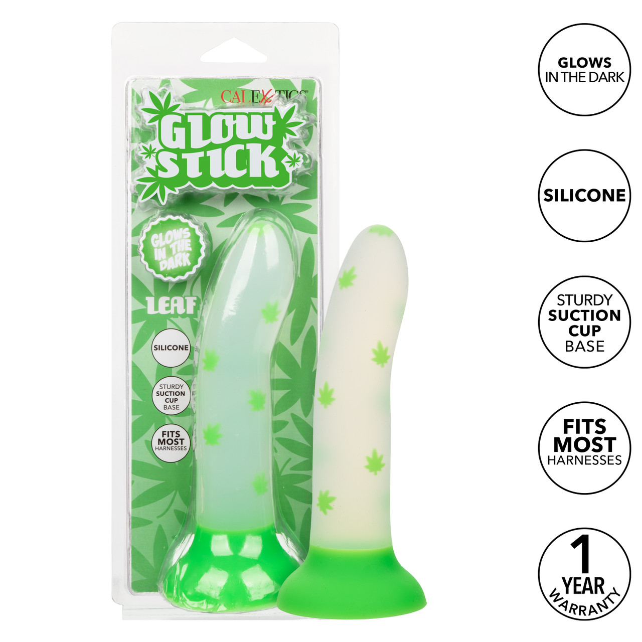 Glow Stick Leaf Dildo from California Exotic Novelties. Illuminate your pleasure experience with the Glow Stick Leaf Dildo