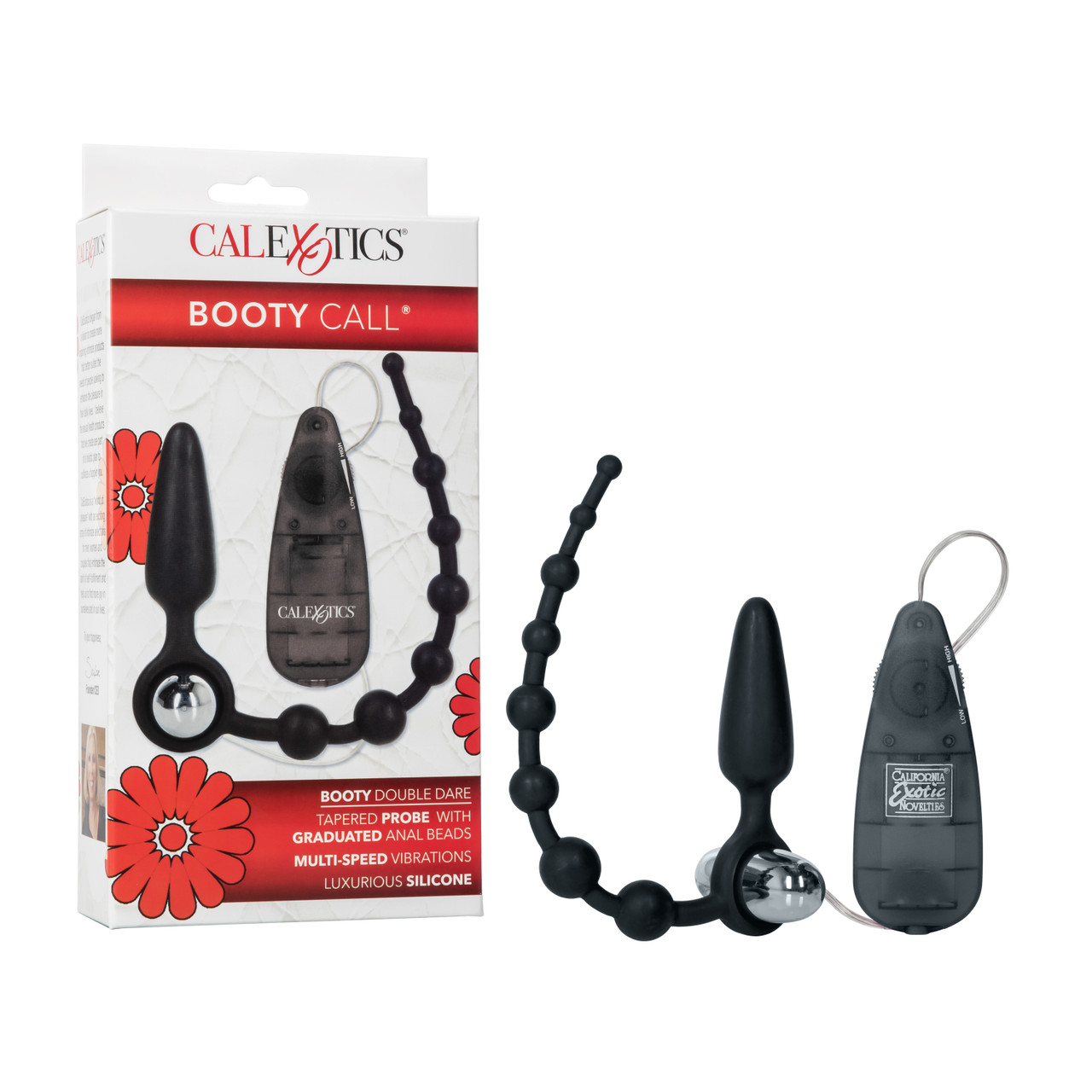 Booty Call Booty Double Dare Black from California Exotic Novelties. Do you dare to have double the fun? We double dare you to try the Booty Call Booty Double Dare Probe and Stimulator