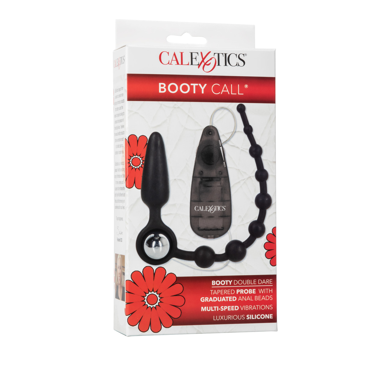 Booty Call Booty Double Dare Black from California Exotic Novelties. Do you dare to have double the fun? We double dare you to try the Booty Call Booty Double Dare Probe and Stimulator
