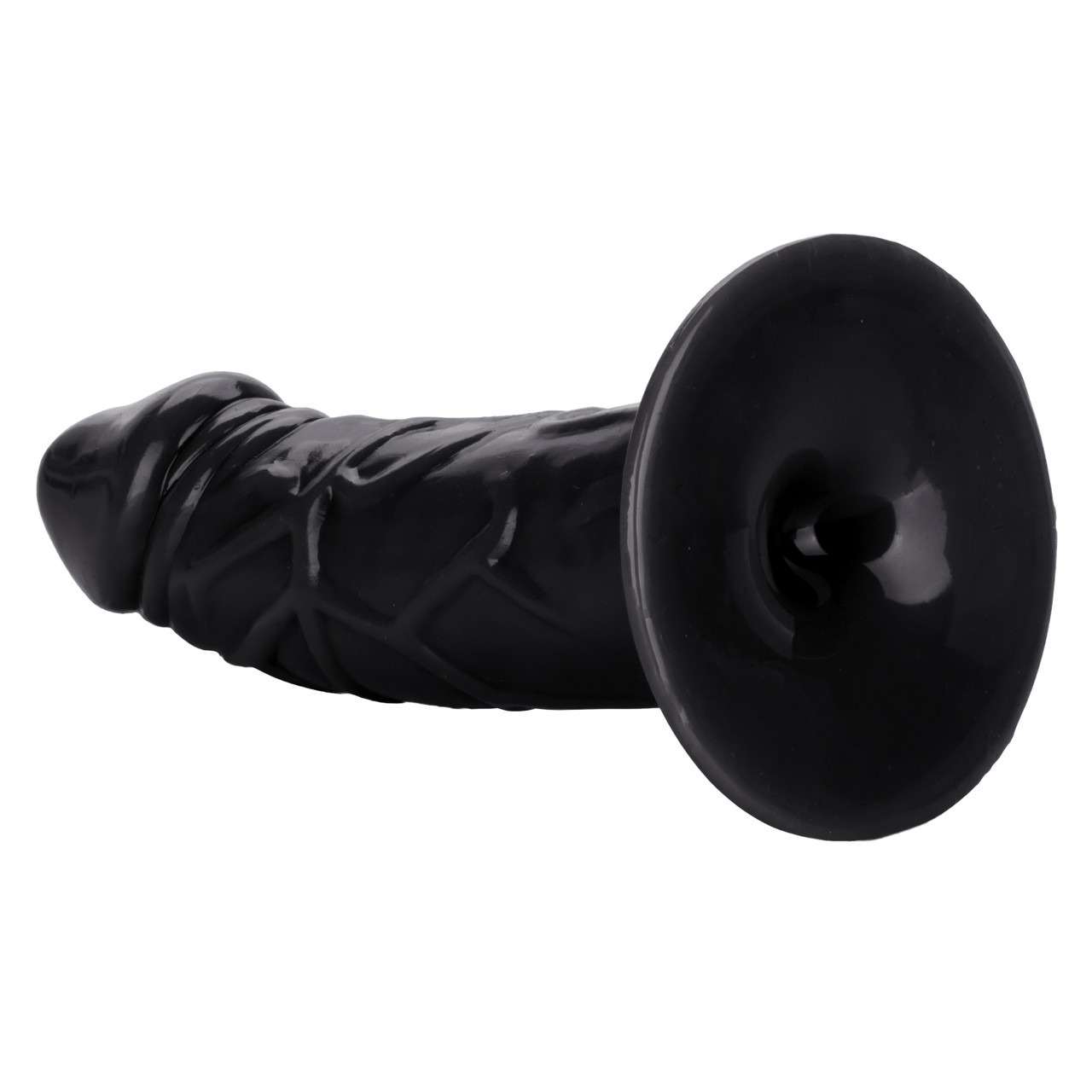 Back End Chubby Black Realistic Dong from California Exotic Novelties. Anal Play Collection Cal Exotics. Flexible dong with suction cup base. From bashful beginner to erotic expert
