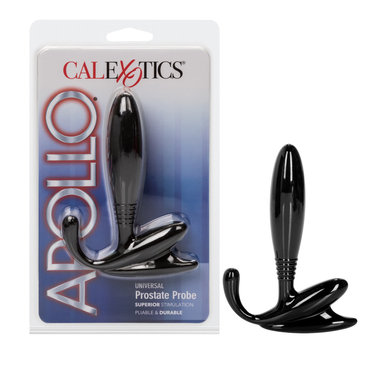 Apollo Universal Prostate Probe Superior Stimulation. Pliable and durable Black from California Exotic Novelties. For gratifying Prostate pleasure