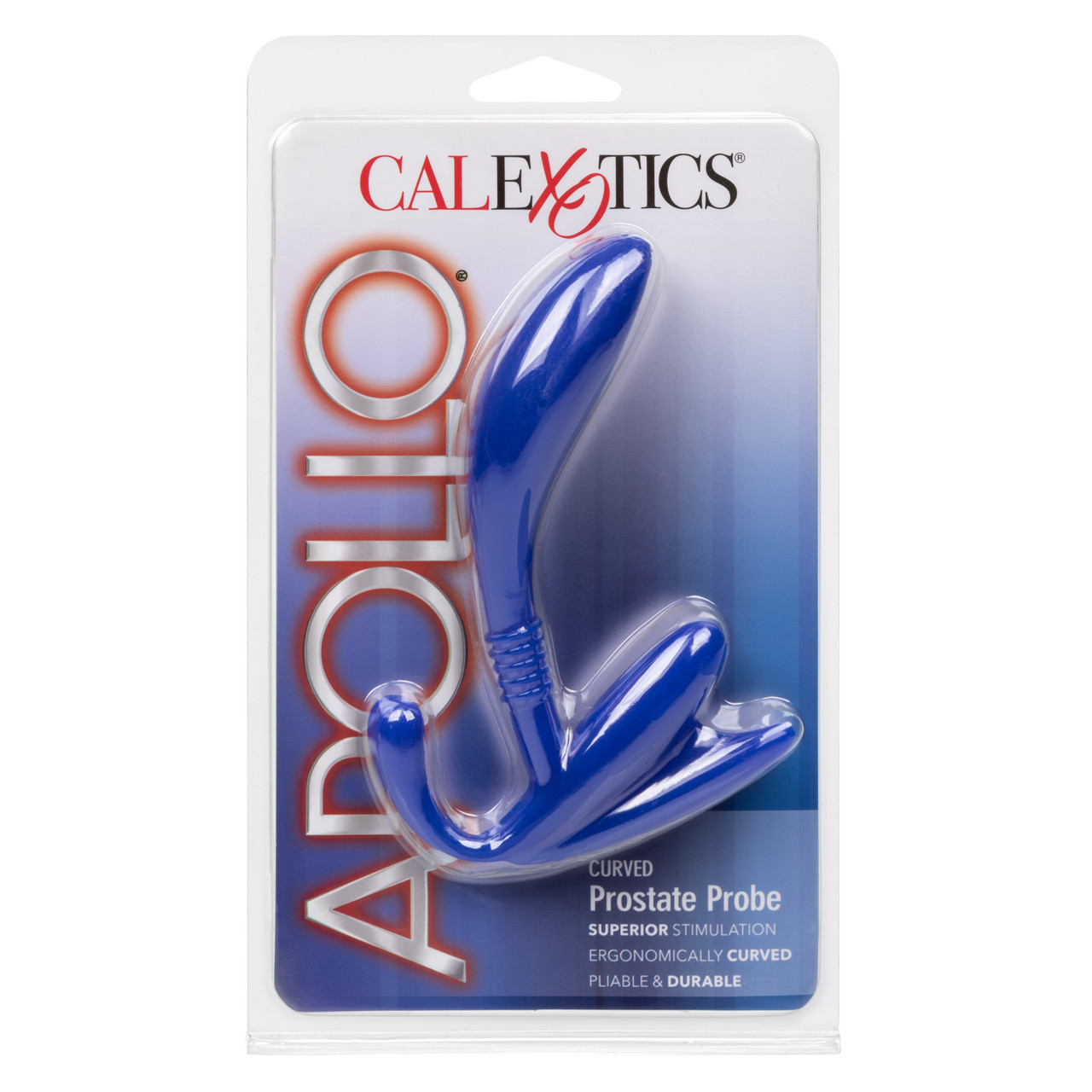Apollo Curved Prostate Probe Blue from California Exotic Novelties. For gratifying prostate pleasure