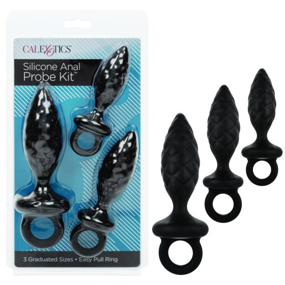 Silicone Anal Probe Kit from California Exotic Novelties. Open the door of thrilling anal sensation with the Silicone Anal Probe Kit. This thrilling anal training kit includes a set of 3 graduated Anal Plugs with easy pull ring and incredible textured sur
