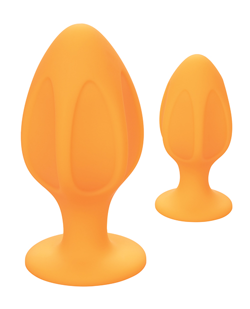 Cheeky Probe Orange 2 Pack from California Exotic Novelties. Let's play! Get plugged in with the Cheeky line of anal plugs! Each piece has its own individual texture