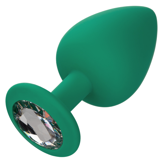 Cheeky Gems 3 Piece Set Green Anal Plugs from California Exotic Novelties. Open yourself up to the fabulously frisky world of back door pleasure with the Cheeky Gems. The glamorous anal training kit includes a set of 3 graduated anal plugs with a gem base