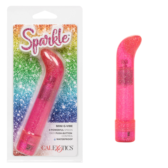 Sparkle Mini G-Vibe Pink Vibrator from California Exotic Novelties. Indulge in dazzling pleasure with the Sparkle Mini G Vibrator