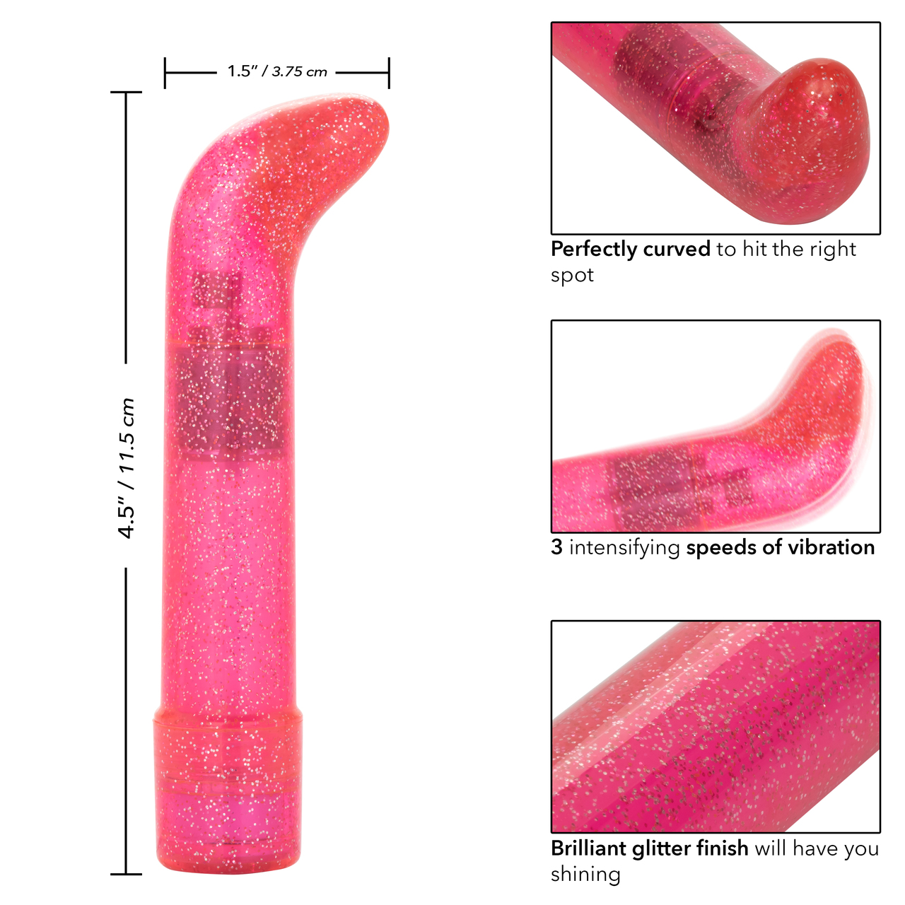 Sparkle Mini G-Vibe Pink Vibrator from California Exotic Novelties. Indulge in dazzling pleasure with the Sparkle Mini G Vibrator