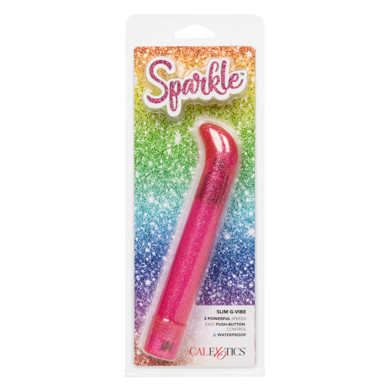 Sparkle Slim G-Vibe Pink Hard Vibrator from California Exotic Novelties. Indulge in dazzling pleasure with the Sparkle Slim G Vibe