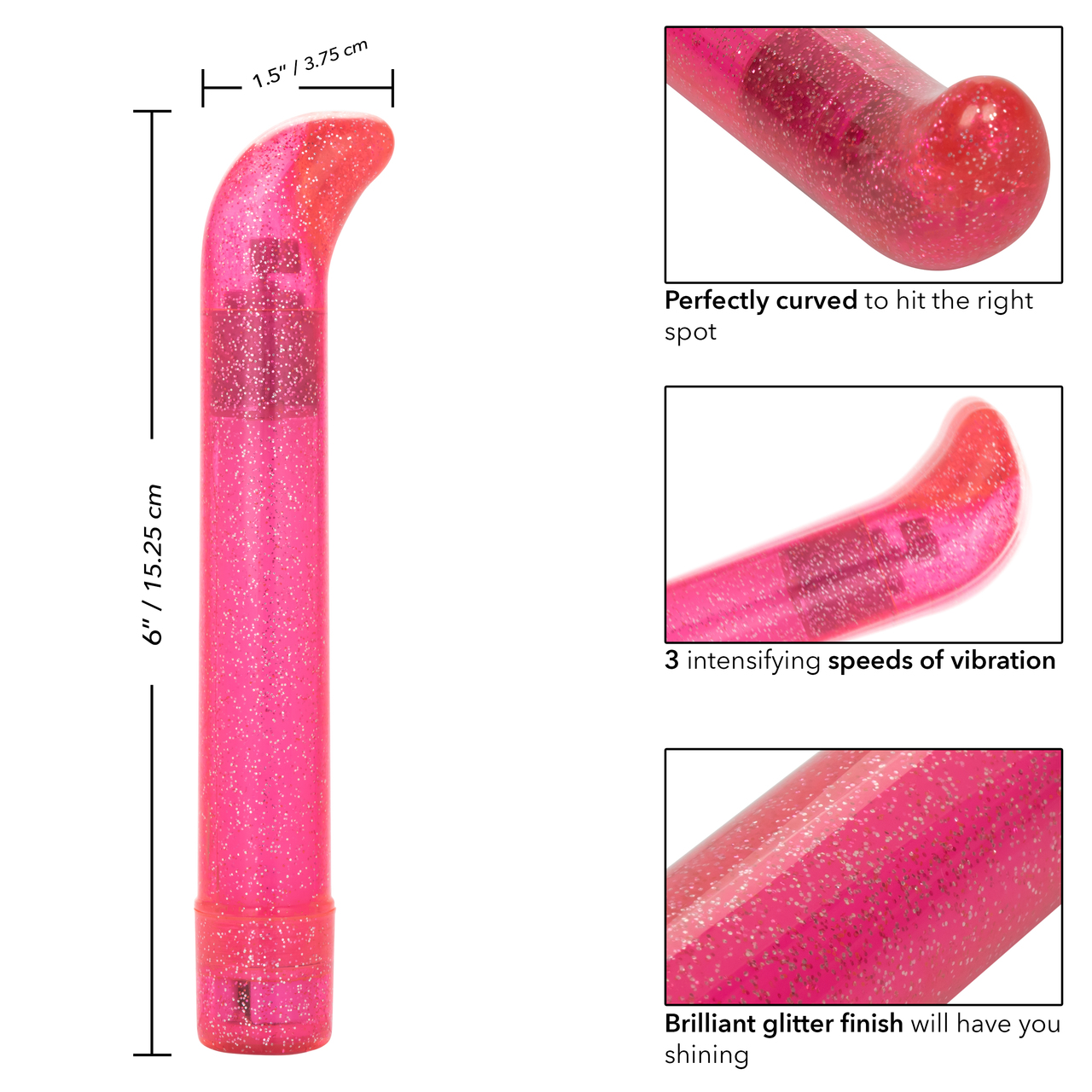 Sparkle Slim G-Vibe Pink Hard Vibrator from California Exotic Novelties. Indulge in dazzling pleasure with the Sparkle Slim G Vibe