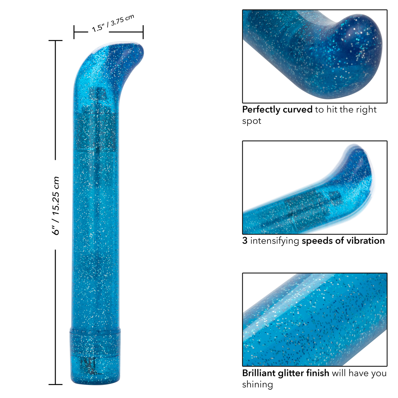 Sparkle Slim G-Vibe Blue from California Exotic Novelties.Hard Vibrator from California Exotic Novelties. Indulge in dazzling pleasure with the Sparkle Slim G Vibe