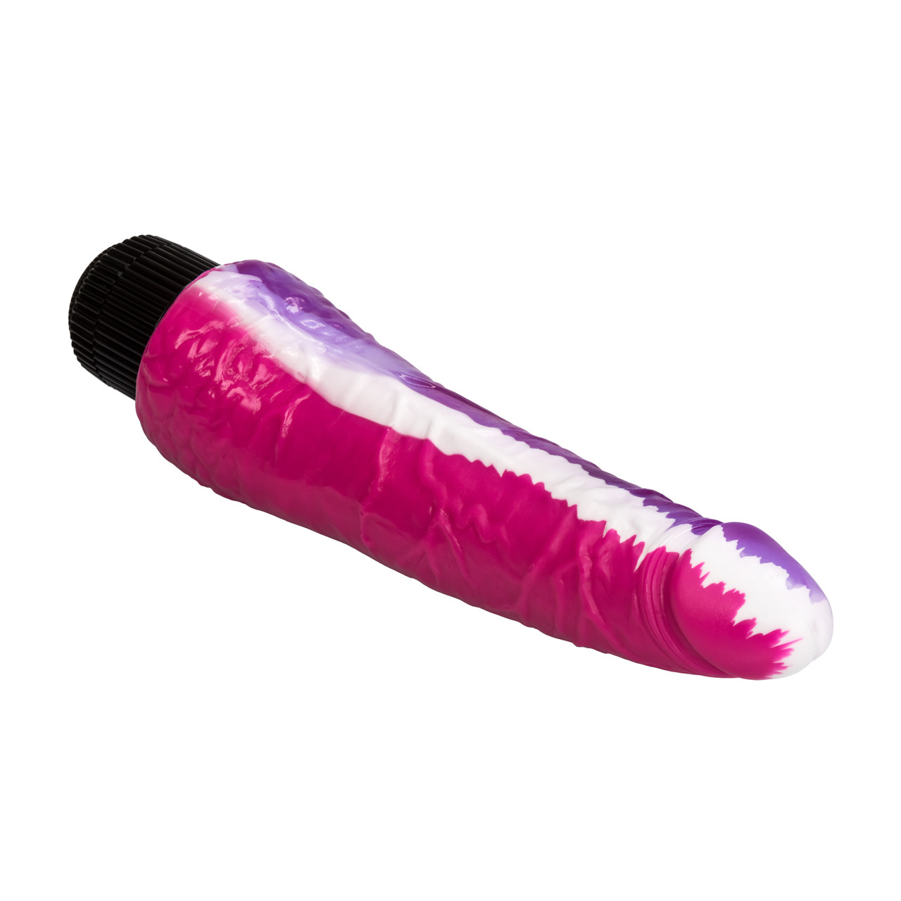 Funky Jelly Vibe 7.5 inches Pink Purple from California Exotic Novelties is one of the most unique sex toys out there! The Funky Jelly Vibe is a super soft and pliable multi-speed stimulator that is perfect for intimate solo fun. Use the battery operated