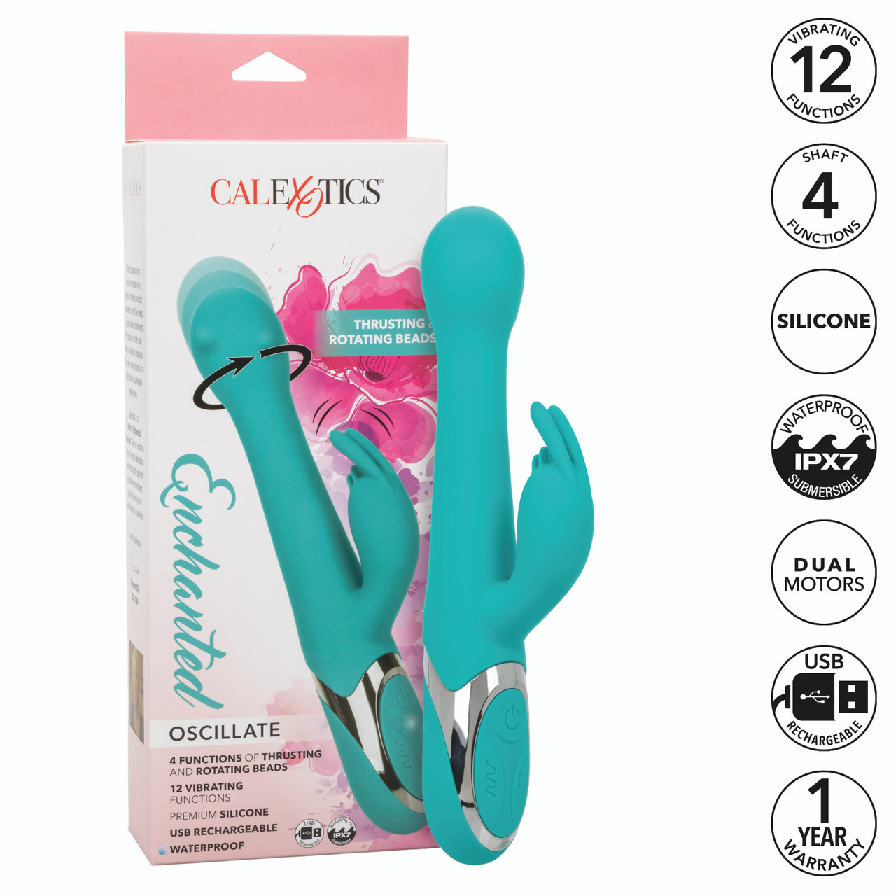 Enchanted Oscillate Green Rabbit Vibrator from California Exotic Novelties. Introducing the Enchanted Oscillate
