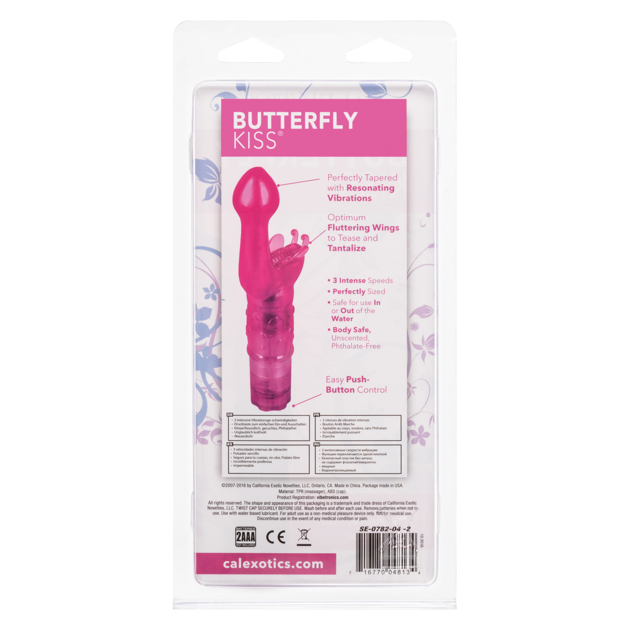 Butterfly Kiss Pink Vibrator from Cal Exotics. The ultra feminine Butterfly Kiss is the ultimate sensual pleasure tool for her. The multi-speed