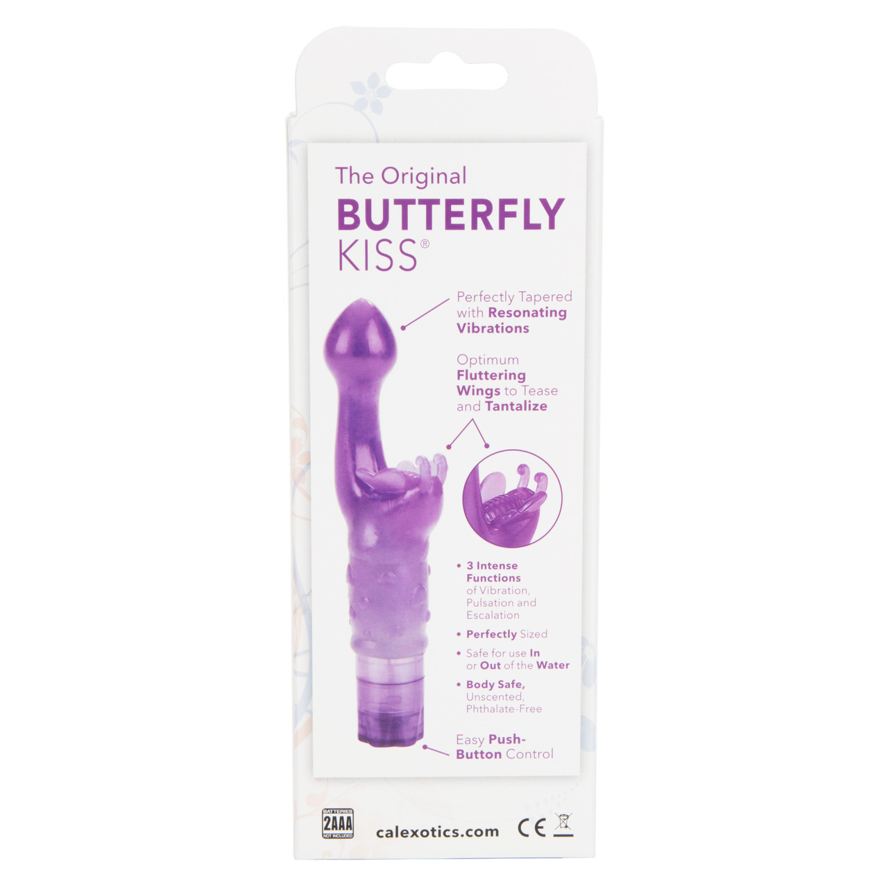 The Original Butterfly Kiss Purple Vibrator. Millions sold. California Exotic Novelties #1 best seller! The Original Butterfly Kiss is the ultimate power packed intimate Massager with her orgasmic pleasure in mind. The multi-speed Arouser is super soft an