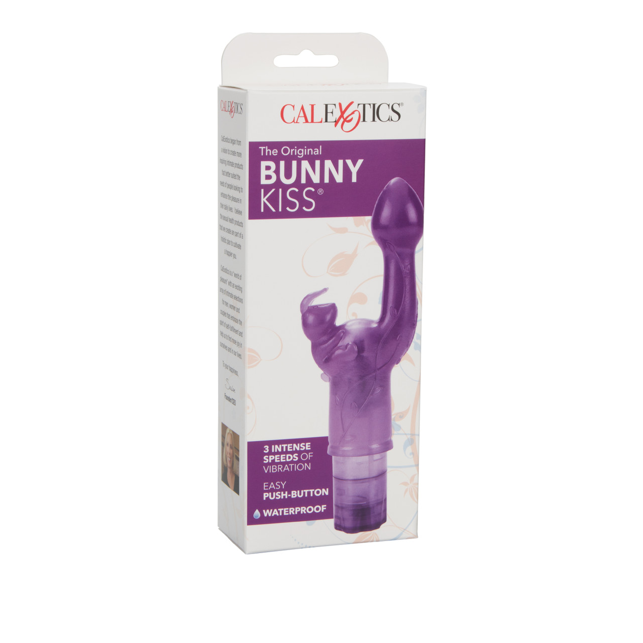 The Original Bunny Kiss Purple Vibrator. The ultimate in female arousal! The Original Bunny Kiss is the ultimate power packed intimate Massager with her orgasmic pleasure in mind. The multi-speed Arouser is super soft and delicately shaped to tantalize
