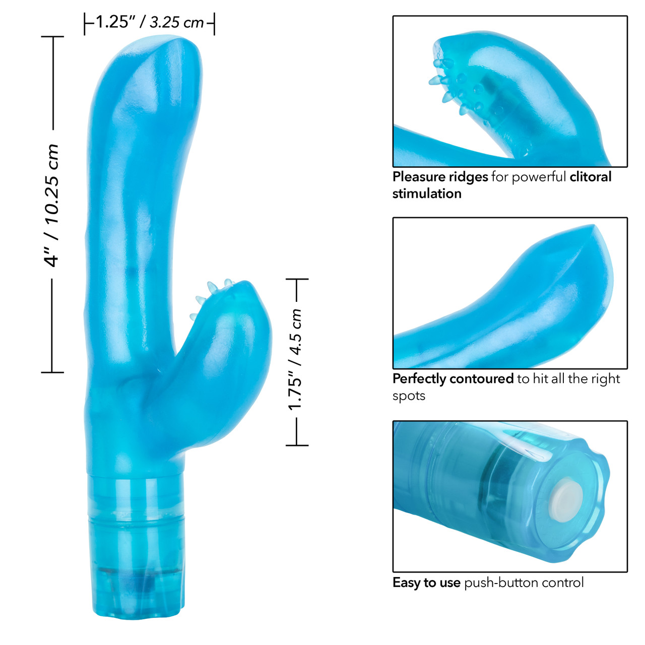 The ultimate in female arousal! G Kiss Blue Vibrator has dual motors for the ultimate in feminine arousal! Enjoy erotic sensual sensations whenever you are in the mood