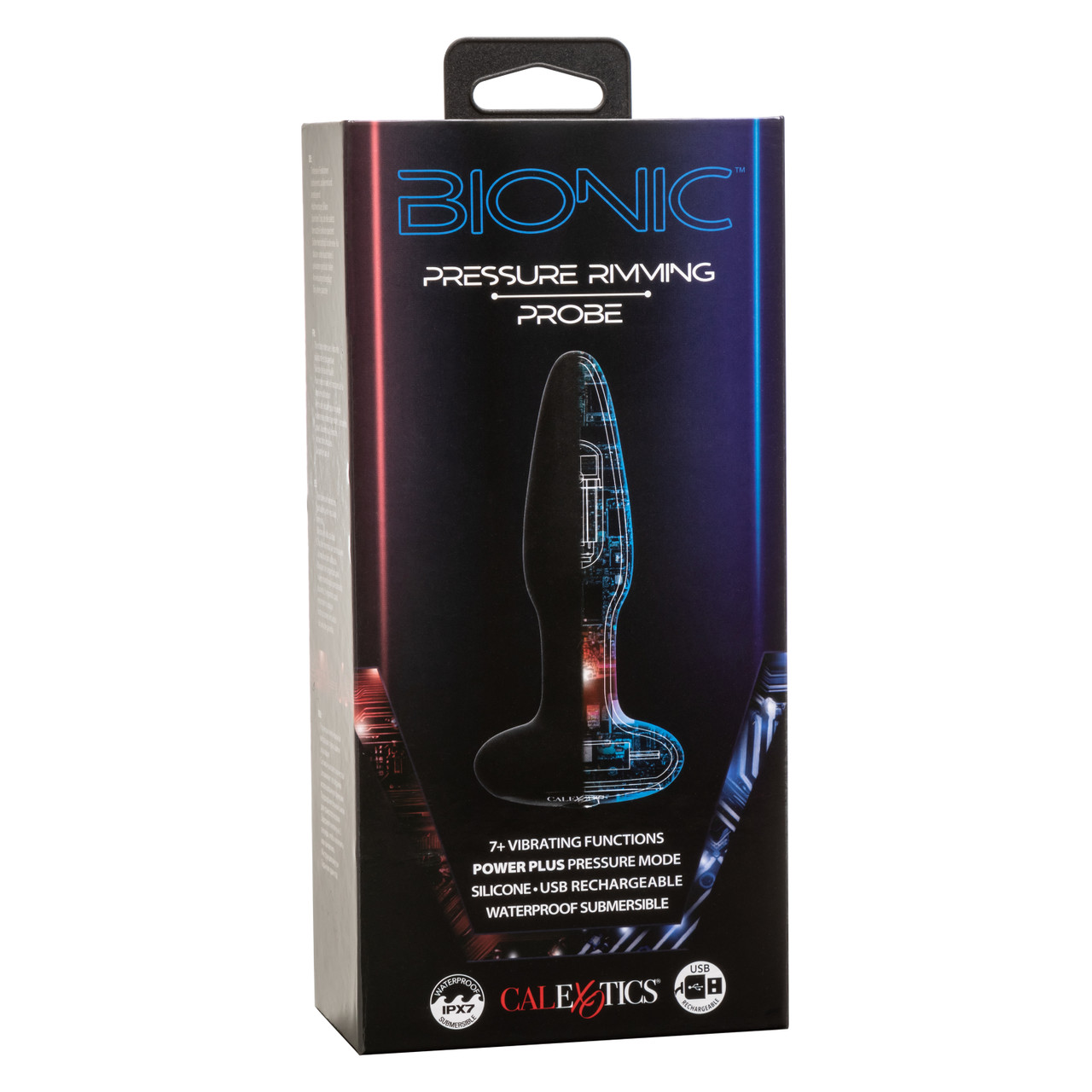 Bionic Pressure Rimming Probe from California Exotic Novelties. Ride the waves of ecstasy towards uncharted territories of pleasure with the Cal Exotics Bionic Pressure Rimming Probe. The 7 plus functions of intense vibration are paired with a sleek subme