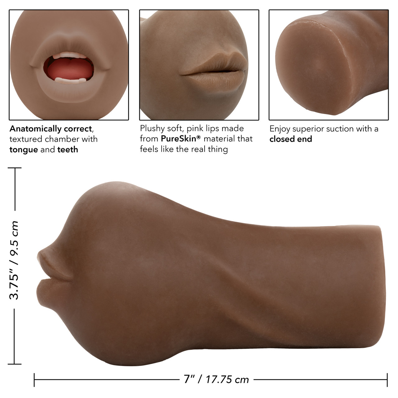 Stroke It Mouth Stroker Brown from California Exotic Novelties. The Stroke It collection brings you the Mouth Stroking Sleeve