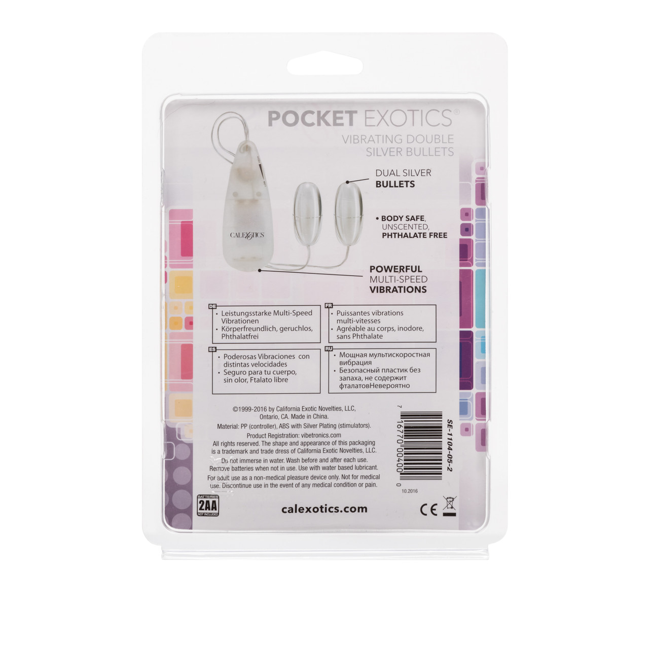 Pocket Exotic Double Bullet Vibrator Silver from California Exotic Novelties. You will find a silver shine of pleasure glowing when you enjoy with these multi-speed vibrating bullets. The Pocket Exotics Vibrating Double Silver Bullets are made from ABS Pl