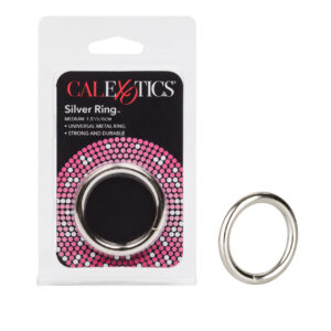 Silver Ring Medium from California Exotic Novelties. Enhance your intimate performance and orgasmic climax with the Silver Ring. The sleek and smooth Metal Adornment Ring is designed for erotic arousal and stimulation pleasure and provides a comfortable