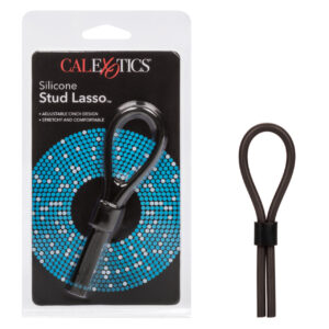 Silicone Stud Lasso Ring Black from California Exotic Novelties. Extend your sensual performance and orgasmic ecstasy with the Silicone Stud Lasso. The easy to use
