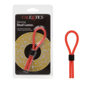Silicone Stud Lasso Ring Red from California Exotic Novelties. Extend your sensual performance and orgasmic ecstasy with the Silicone Stud Lasso. The easy to use