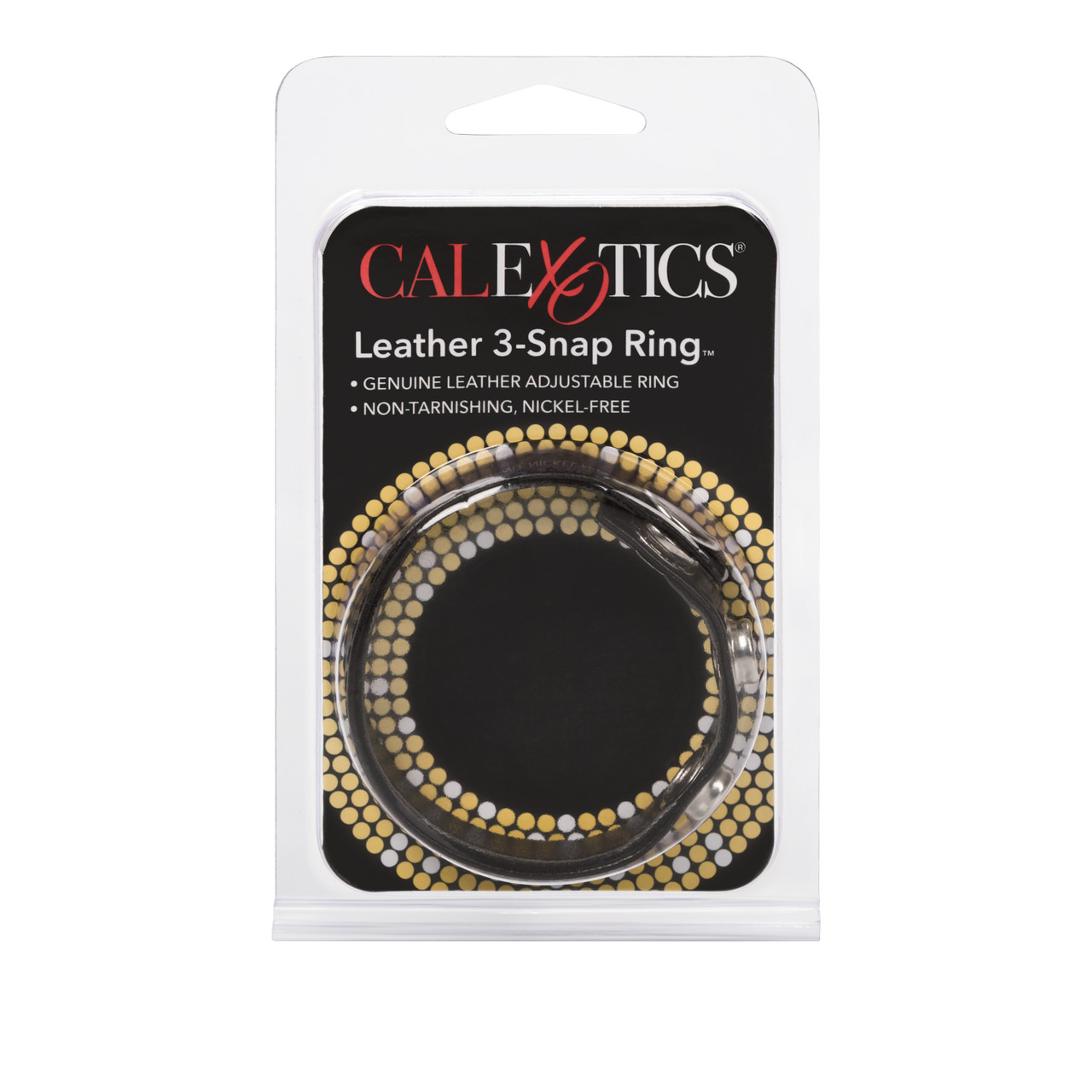 Leather 3 Snap Ring from California Exotic Novelties. Extend your personal pleasure and stamina with the easy to use Leather 3 Snap Ring. The fully adjustable Erection Enhancer is designed to provide an erotic supportive fit for maximum sensual satisfacti