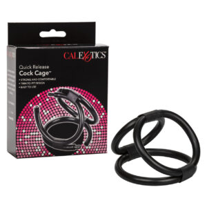 Quick Release Cock Cage from California Exotic Novelties. Intensify your intimate pleasure with the Quick Release Cock Cage. The easy to use Erection Enhancer is designed for a personalized fit and ultimate prolonged performance. Trim the individual suppo