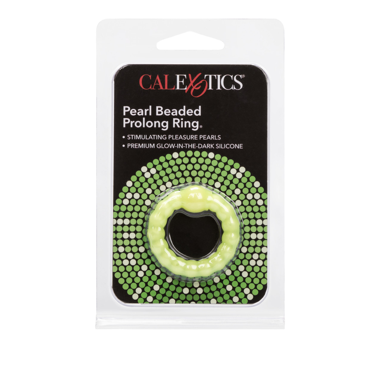Prolong Beaded Ring Glow In The Dark from California Exotic Novelties. Enhance your erotic encounters with the exotic Prolong Beaded Ring. The stretchy and flexible erection enhancer is designed for intimate support and prolonged rock hard erections. The