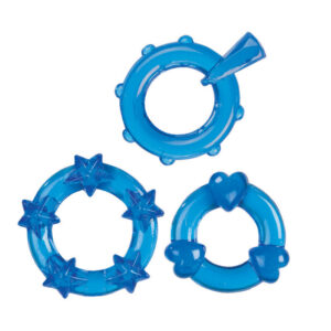 Magic C-Rings Set of 3 Blue from California Exotic Novelties. Introduce a sensual surprise to playtime fun with the Magic C-Rings. The exotic Magic Trio Rings of comfortable and stretchy erection enhancers