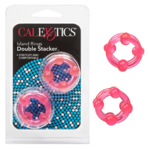 Island Rings Double Stacker Ring Pink double support stretchy Rings. Enjoy twice the delicious pleasure with the Island Rings Double Stacker. The versatile