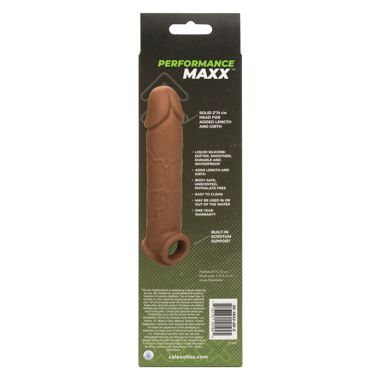 Performance Maxx Life Like Penis Extension 8 inches Brown from California Exotic Novelties. Take it to new lengths with the Performance Maxx Life Like Extension 8 inches. The life like Penis Sleeve with Hollow design adds 2 inches to your length for an en