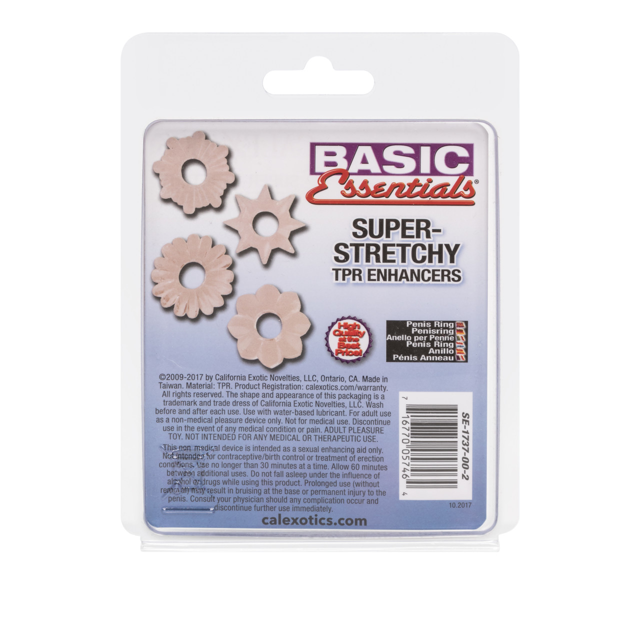 Basic Essentials Super Stretchy TPR Enhancers 4 Pack Clear Rings. Basic Essentials are high quality