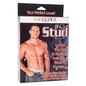 Mr. Stud Love Doll from California Exotic Novelties. Your perfect lover. ABS of steel. 8 inches of love. Life like blow up doll. Tight life like ass.  Explore your uninhibited sensual desires with the erotic Mr. Stud Love Doll. The exotic inflatable lover