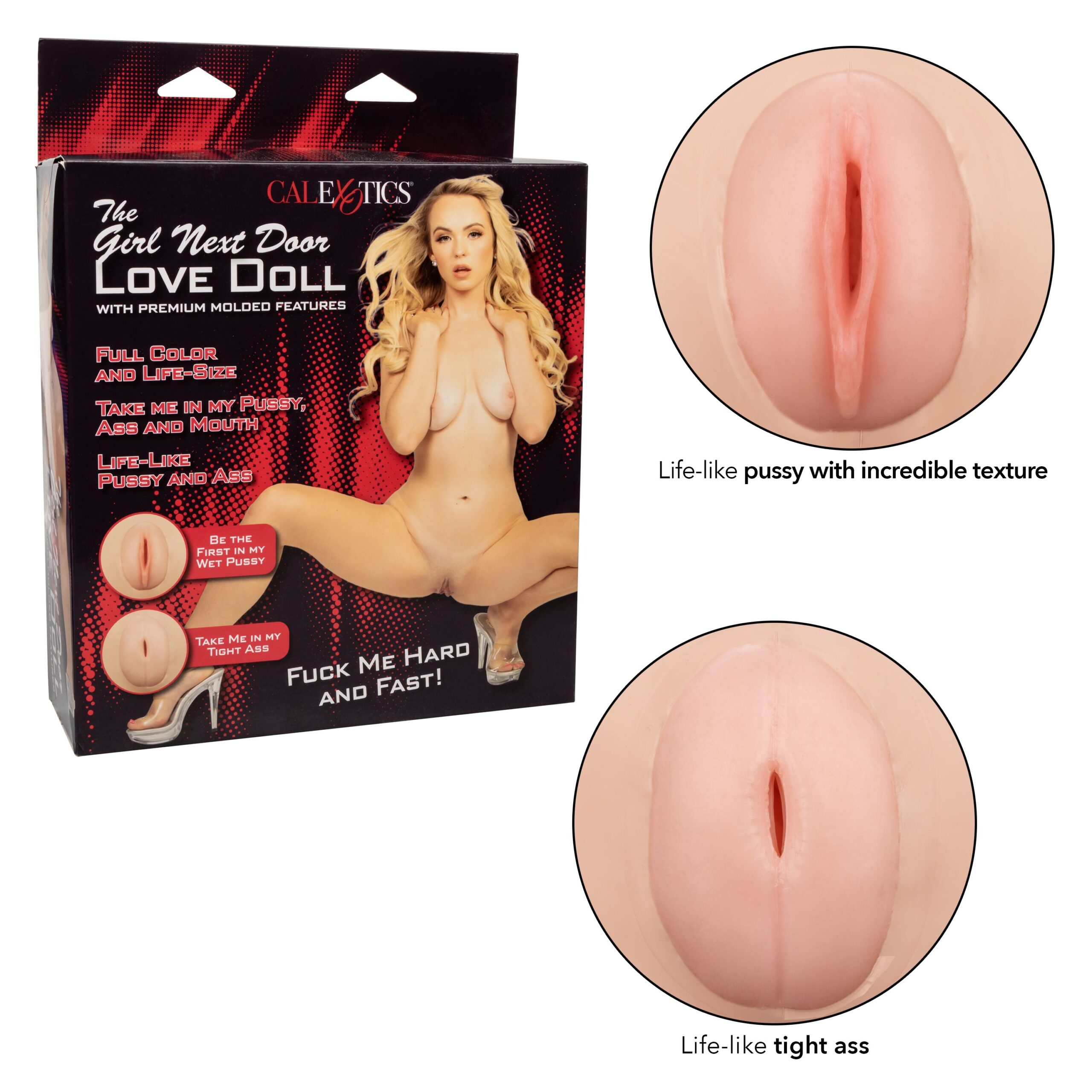 The Girl Next Door Female Love Doll with premium molded features from California Exotic Noveltiess. Spread those legs and dive deep into thrilling pleasure with the Girl Next Door Love Doll. The bashful sex doll features a life size design