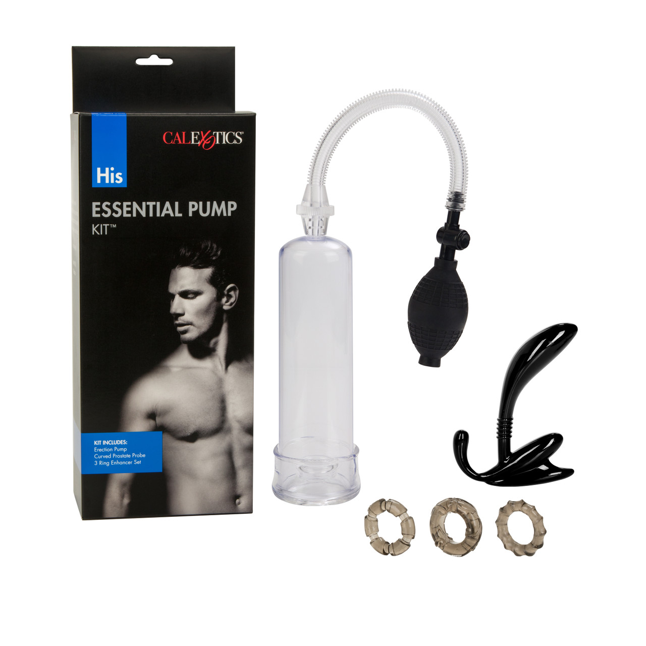 His Essential Pump Kit from California Exotic Novelties. For ultimate intimate and orgasmic satisfaction