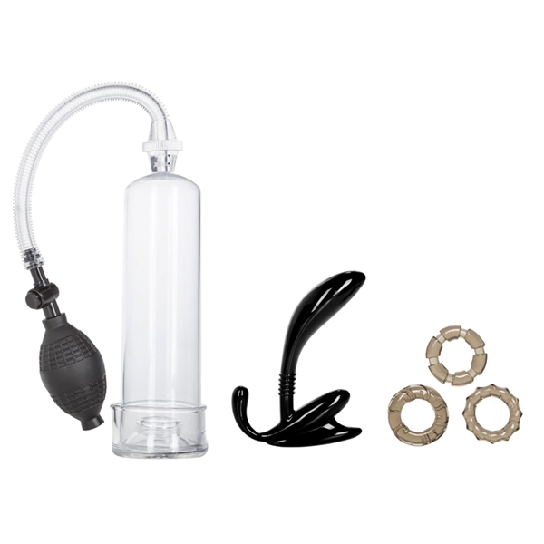 His Essential Pump Kit from California Exotic Novelties. For ultimate intimate and orgasmic satisfaction