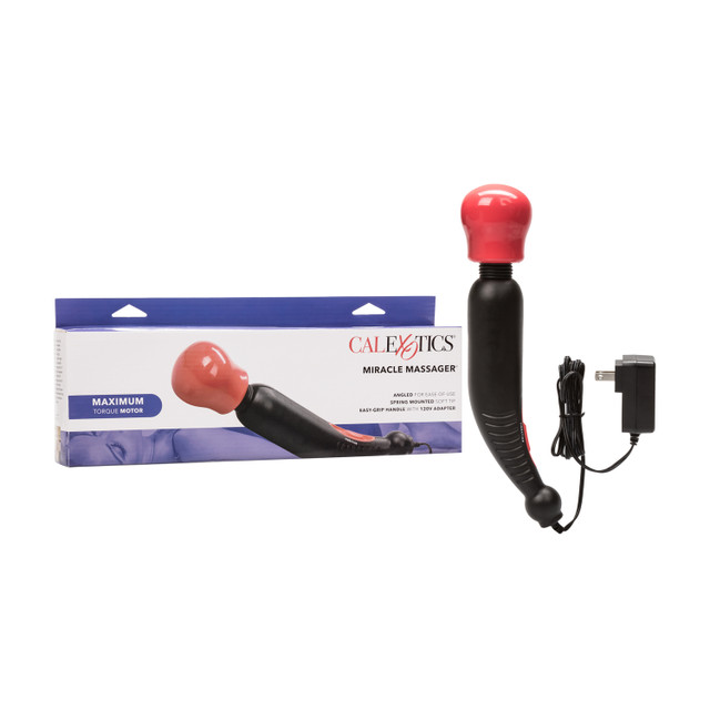 Miracle Massager Red from California Exotic Novelties. The ergonomically angled Miracle Massager is designed to flex and move in harmony with your body for ultimate sensual satisfaction and an unforgettable experience. The heavy duty massager has maximum