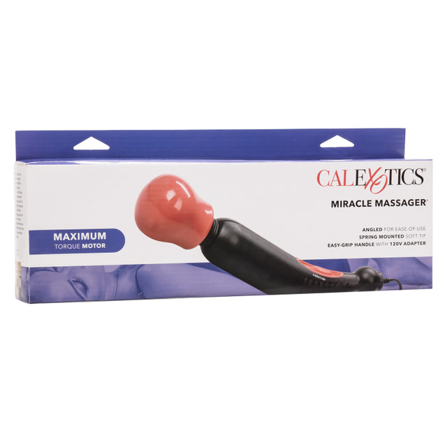 Miracle Massager Red from California Exotic Novelties. The ergonomically angled Miracle Massager is designed to flex and move in harmony with your body for ultimate sensual satisfaction and an unforgettable experience. The heavy duty massager has maximum